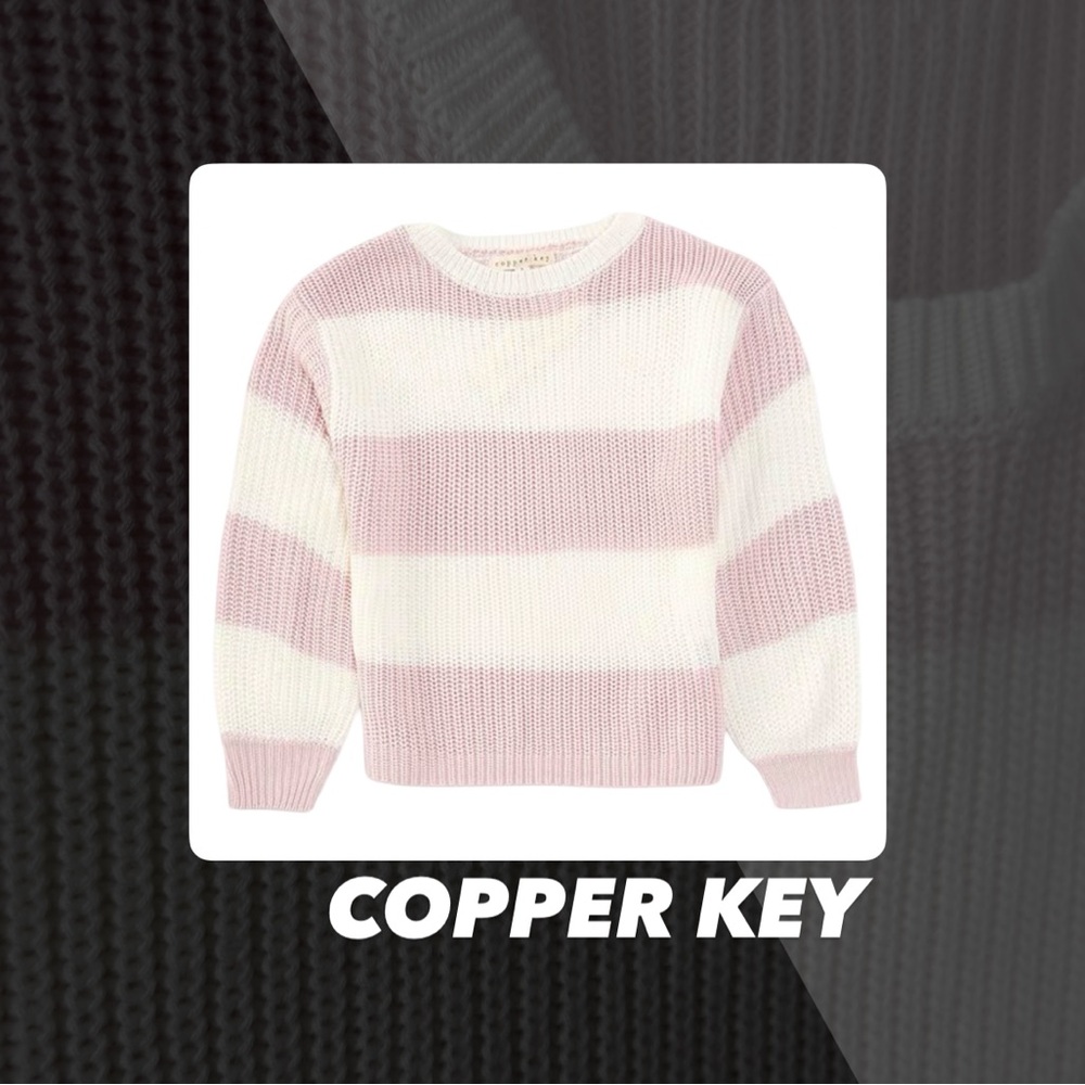 EUC Copper Key Pink Shaker Striped Sweater